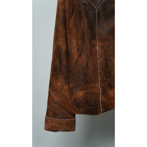 Juan Antonio Lauren Suede Leather Jacket Size 6 in Safari Tan - Picture 4 of 10